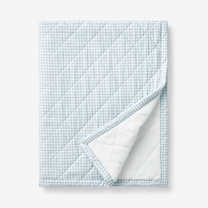 Ditsy Gingham Classic Cool Organic Cotton Percale Quilted Reversible Sherpa Stroller Blanket