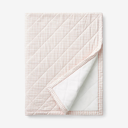 Ditsy Gingham Classic Cool Organic Cotton Percale Quilted Reversible Sherpa Stroller Blanket