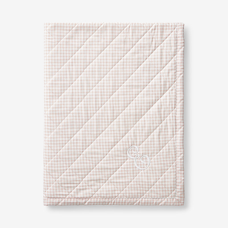 Ditsy Gingham Classic Cool Organic Cotton Percale Quilted Reversible Sherpa Stroller Blanket
