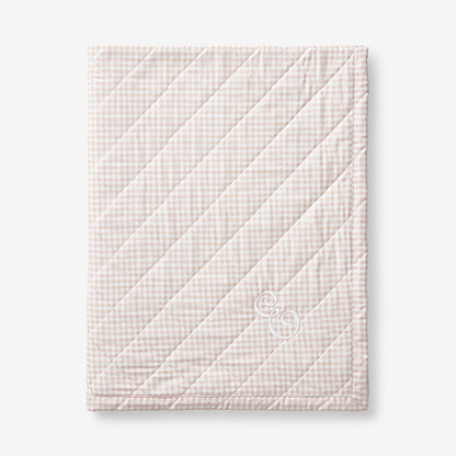 Ditsy Gingham Classic Cool Organic Cotton Percale Quilted Reversible Sherpa Stroller Blanket