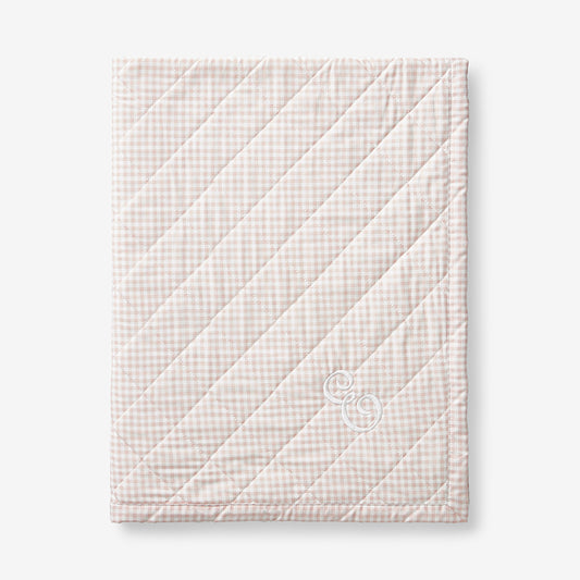 Ditsy Gingham Classic Cool Organic Cotton Percale Quilted Reversible Sherpa Stroller Blanket