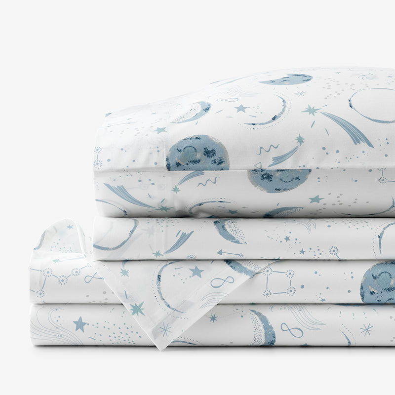 Night Sky Classic Cool Organic Cotton Percale Bed Sheet Set