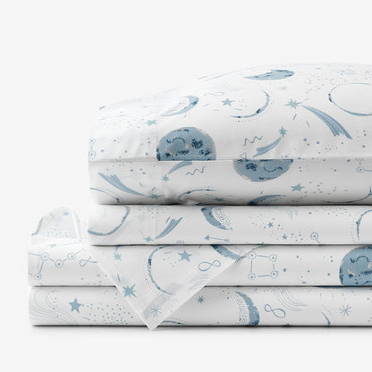 Night Sky Classic Cool Organic Cotton Percale Bed Sheet Set