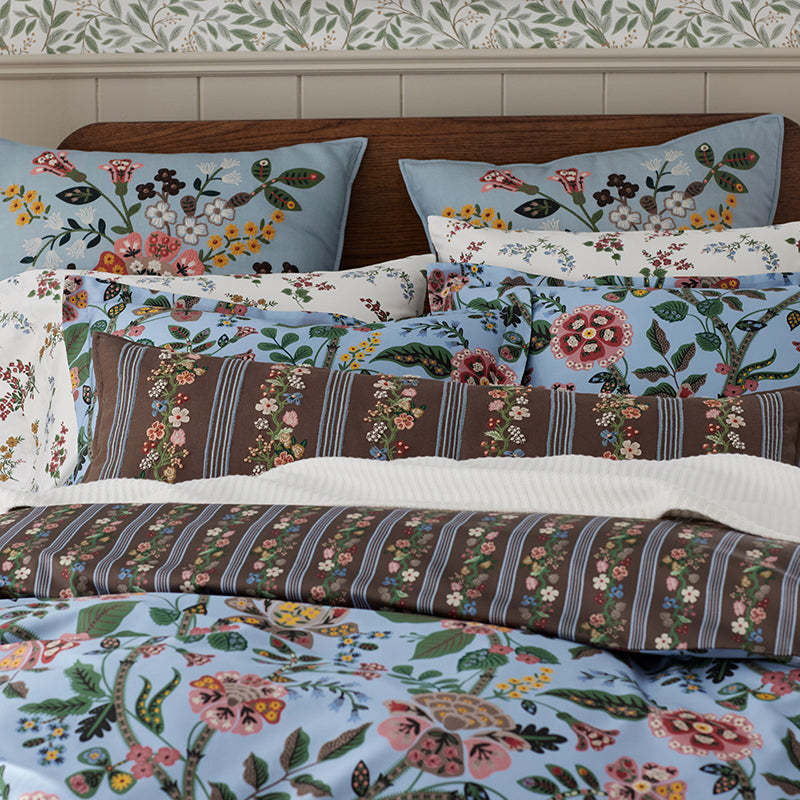 Floral Trellis Stripe Decorative Lumbar Pillow Cover