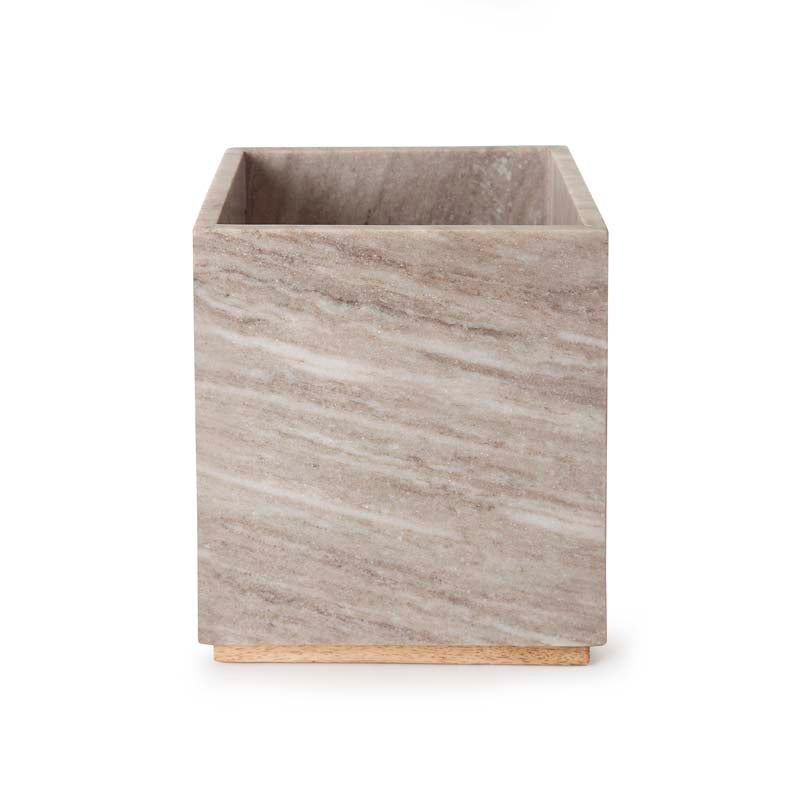 Marble & Mango Wood Waste Basket