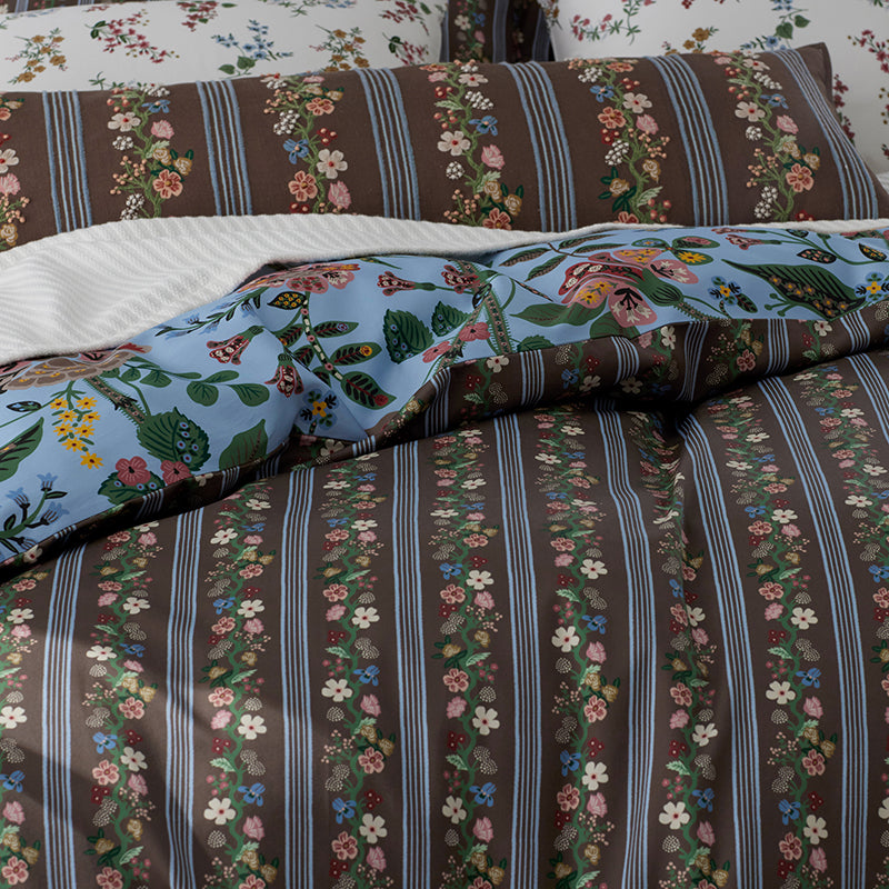 Floral Trellis Stripe Decorative Lumbar Pillow Cover