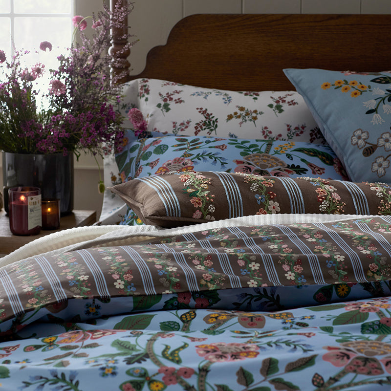 Floral Trellis Stripe Decorative Lumbar Pillow Cover