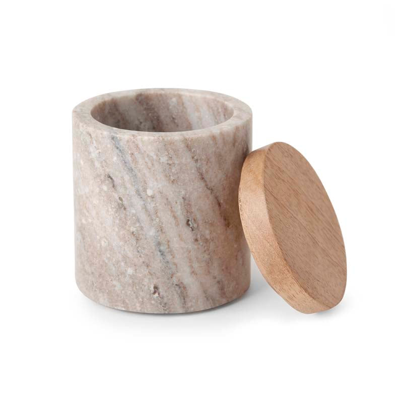 Marble & Mango Wood Cotton Jar