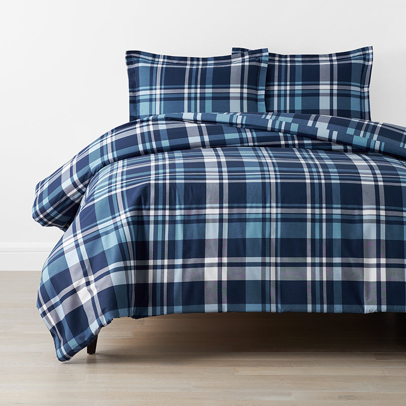 Handsome Tartan Classic Cool Organic Cotton Percale Duvet Cover Set