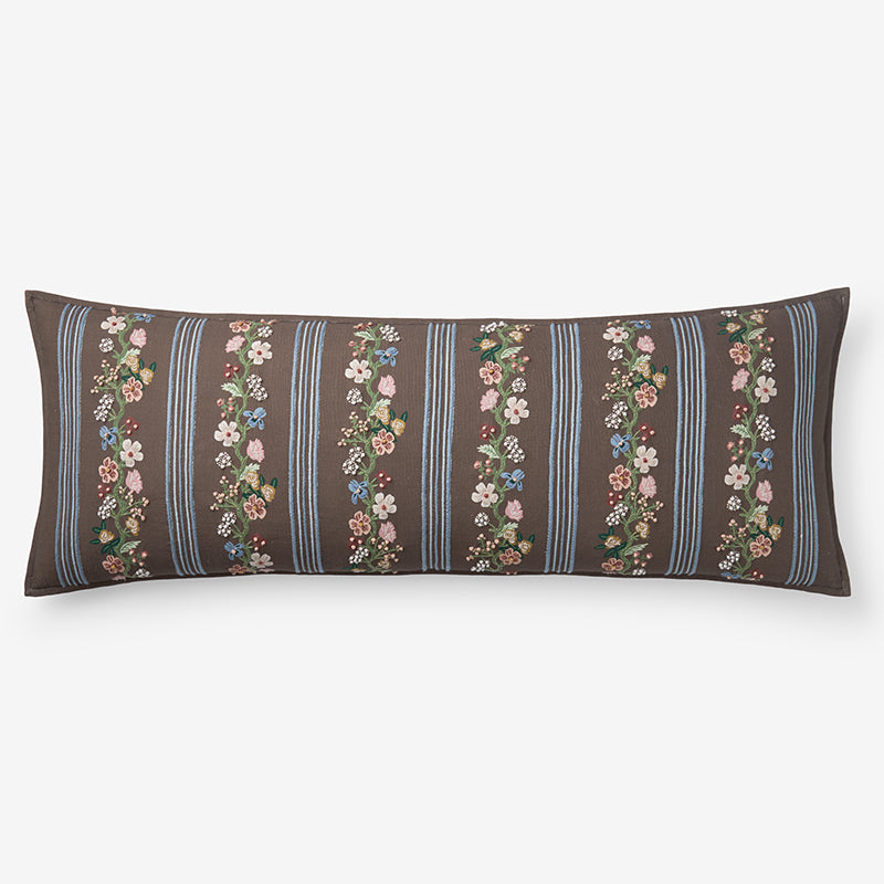 Floral Trellis Stripe Decorative Lumbar Pillow Cover
