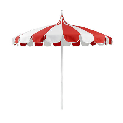 Round Two-Tone Pagoda Outdoor Patio Umbrella, Fiberglass with Push Lift