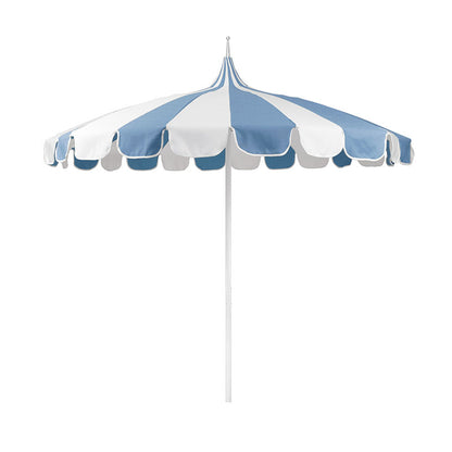 Round Two-Tone Pagoda Outdoor Patio Umbrella, Fiberglass with Push Lift