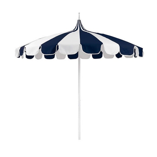Round Two-Tone Pagoda Outdoor Patio Umbrella, Fiberglass with Push Lift