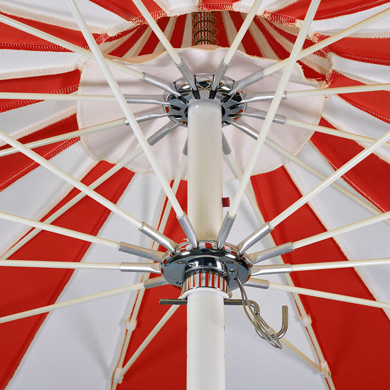 Round Two-Tone Pagoda Outdoor Patio Umbrella, Fiberglass with Push Lift