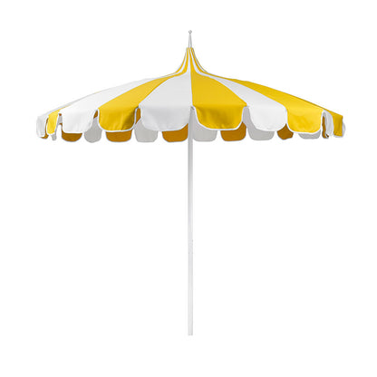 Round Two-Tone Pagoda Outdoor Patio Umbrella, Fiberglass with Push Lift