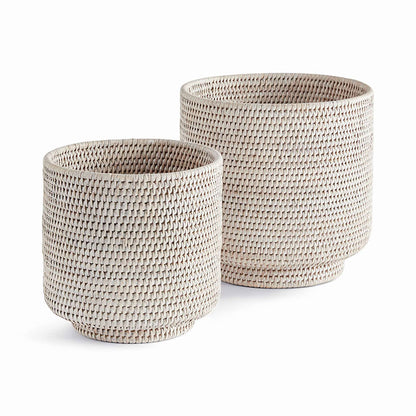 Handwoven Rattan Cachepots, Set of 2