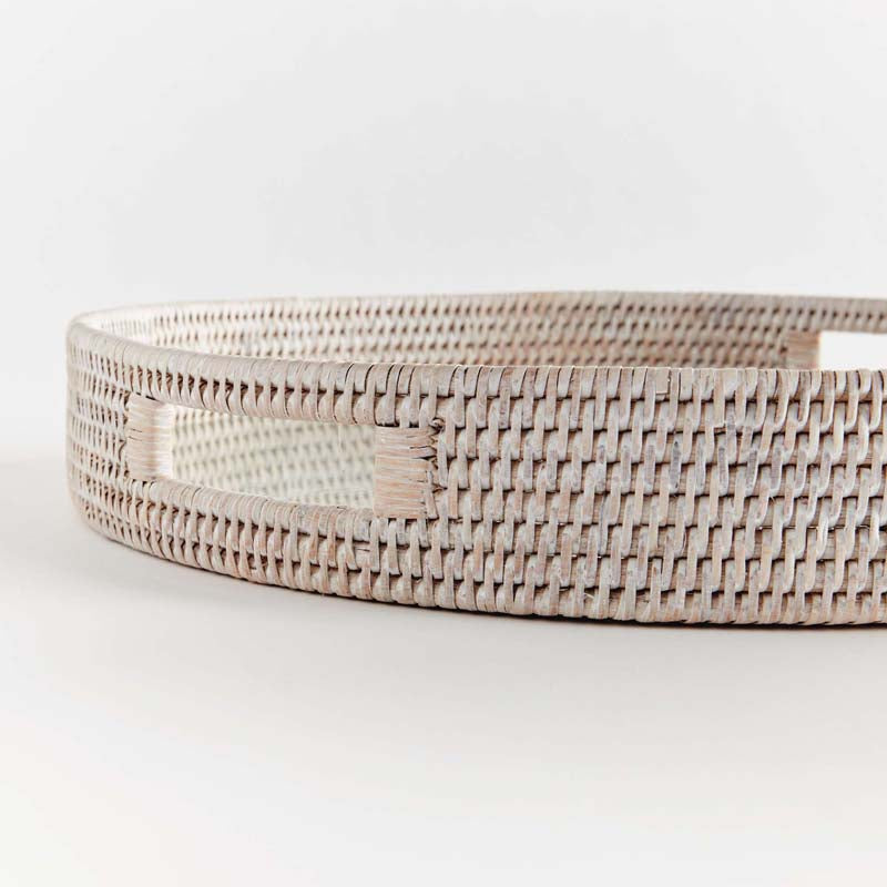 Handwoven Rattan Round Decor Tray
