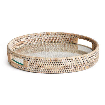 Handwoven Rattan Round Decor Tray
