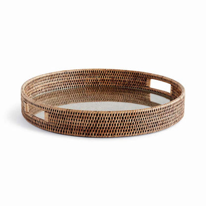 Handwoven Rattan Round Decor Tray