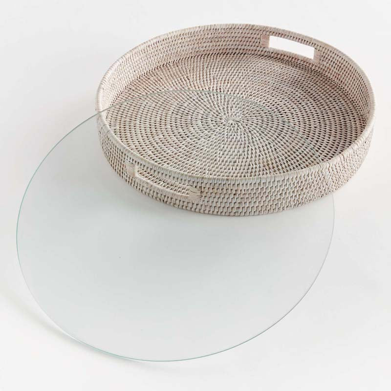 Handwoven Rattan Round Decor Tray