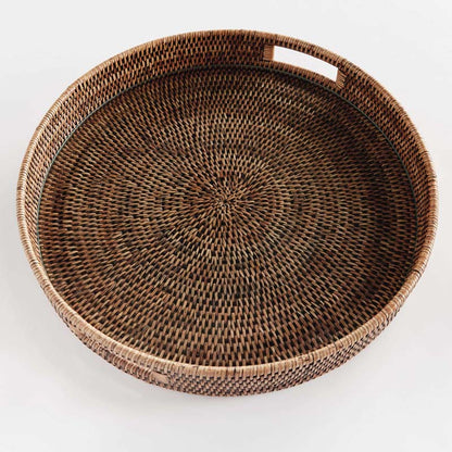 Handwoven Rattan Round Decor Tray