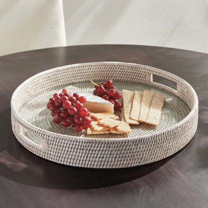 Handwoven Rattan Round Decor Tray