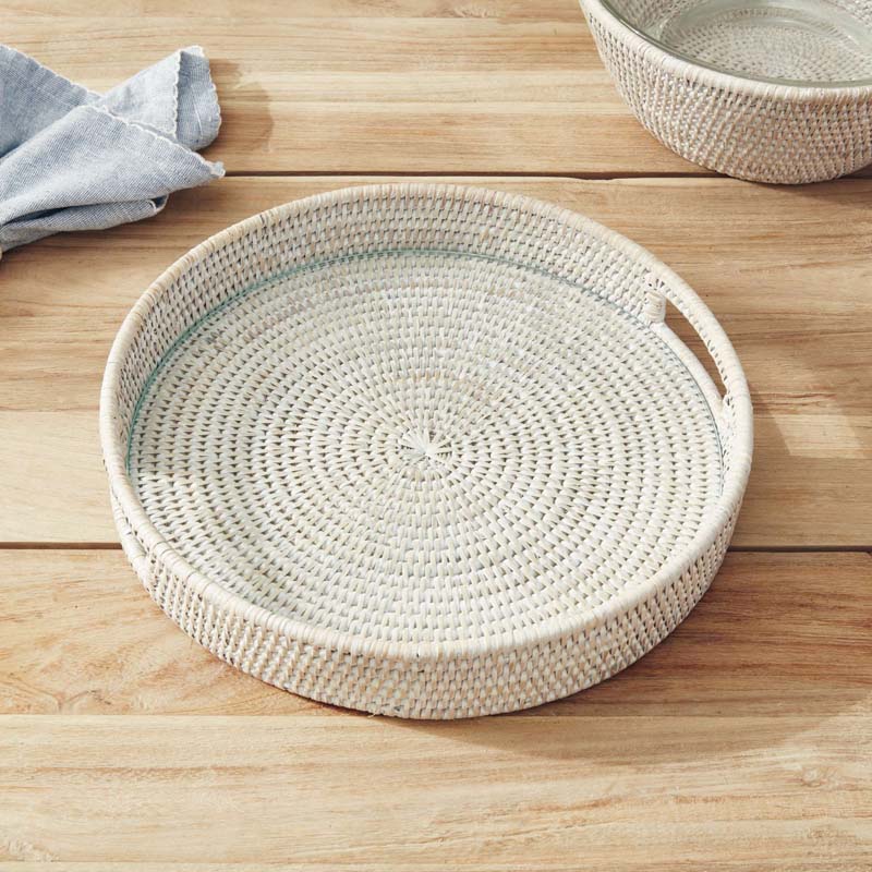 Handwoven Rattan Round Decor Tray