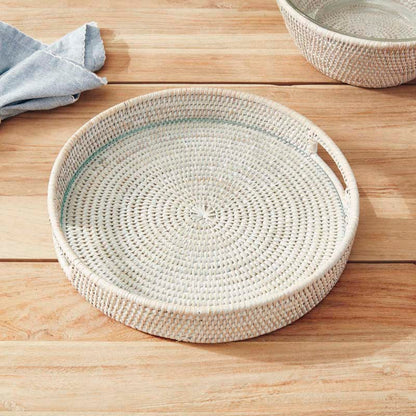 Handwoven Rattan Round Decor Tray