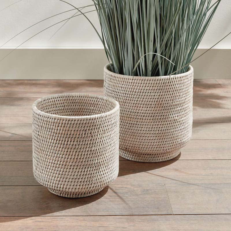 Handwoven Rattan Cachepots, Set of 2
