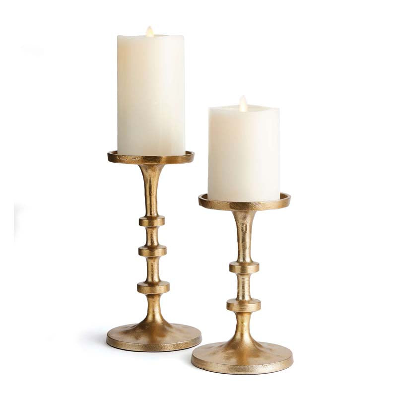 Notch Pillar Candlestick Holder, Set of 2