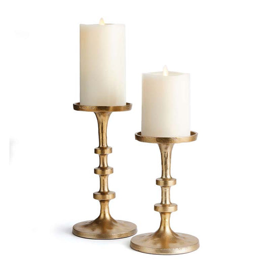 Notch Pillar Candlestick Holder, Set of 2