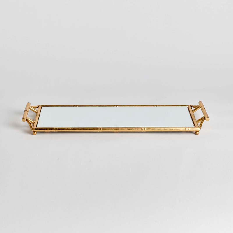 Faux Bamboo Mirrored Decor Tray