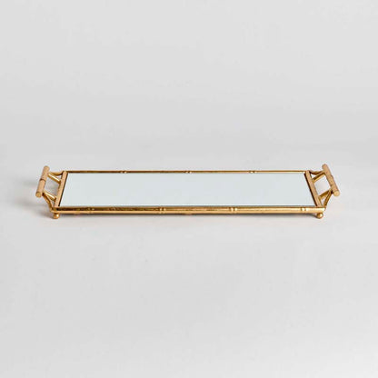 Faux Bamboo Mirrored Decor Tray