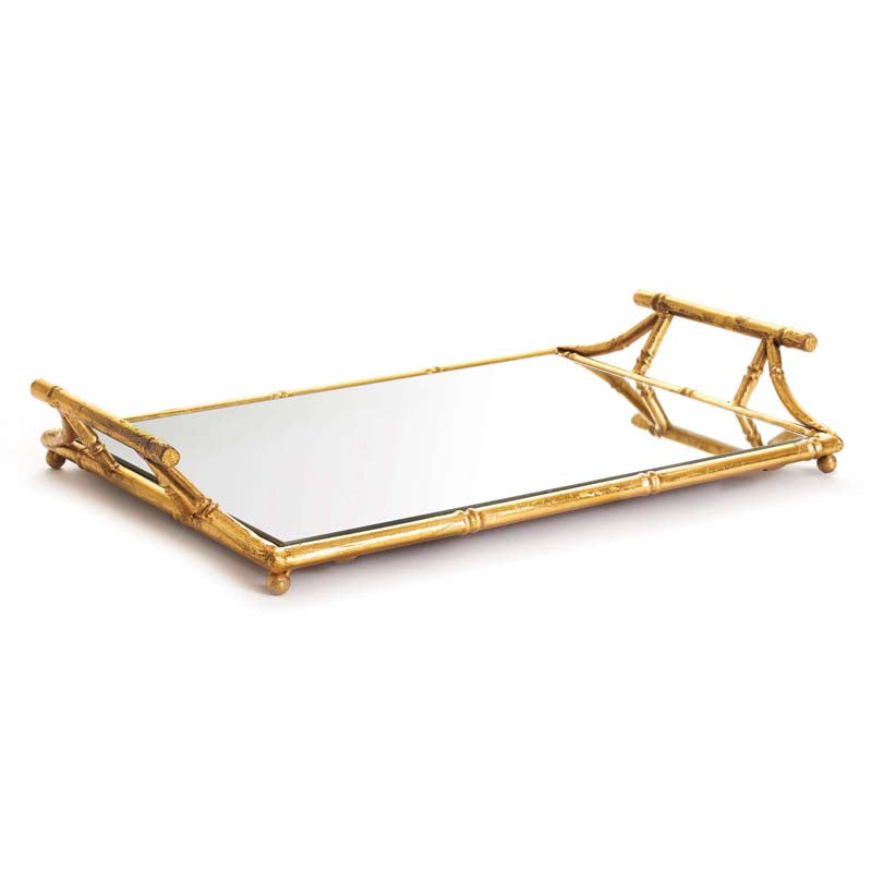 Faux Bamboo Mirrored Decor Tray