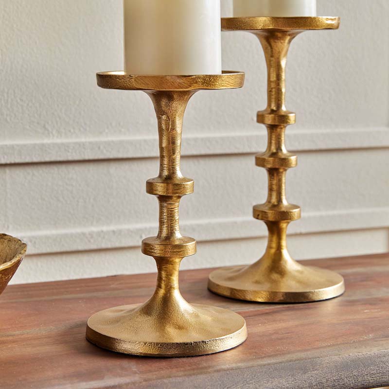 Notch Pillar Candlestick Holder, Set of 2
