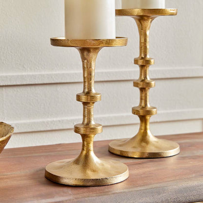 Notch Pillar Candlestick Holder, Set of 2