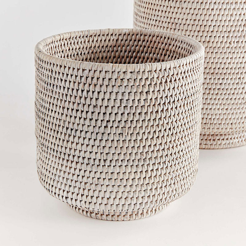 Handwoven Rattan Cachepots, Set of 2