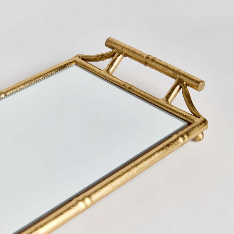 Faux Bamboo Mirrored Decor Tray
