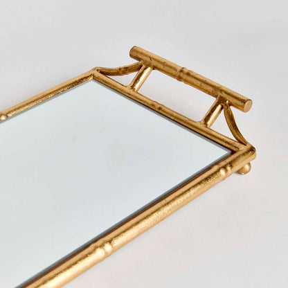 Faux Bamboo Mirrored Decor Tray