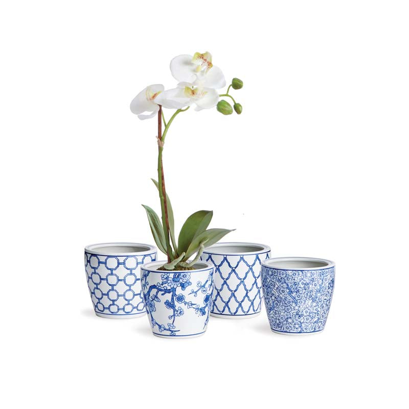 Handpainted Chinoiserie Mini Cachepots, Set of 4