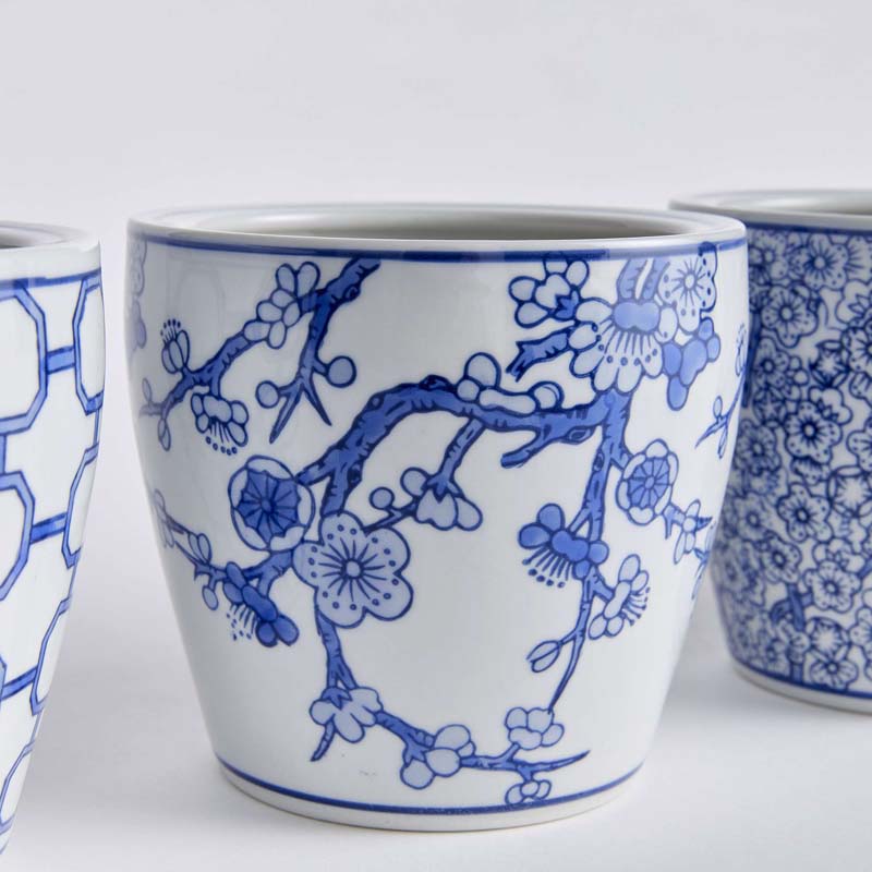 Handpainted Chinoiserie Mini Cachepots, Set of 4
