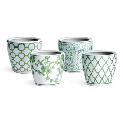 Handpainted Chinoiserie Mini Cachepots, Set of 4