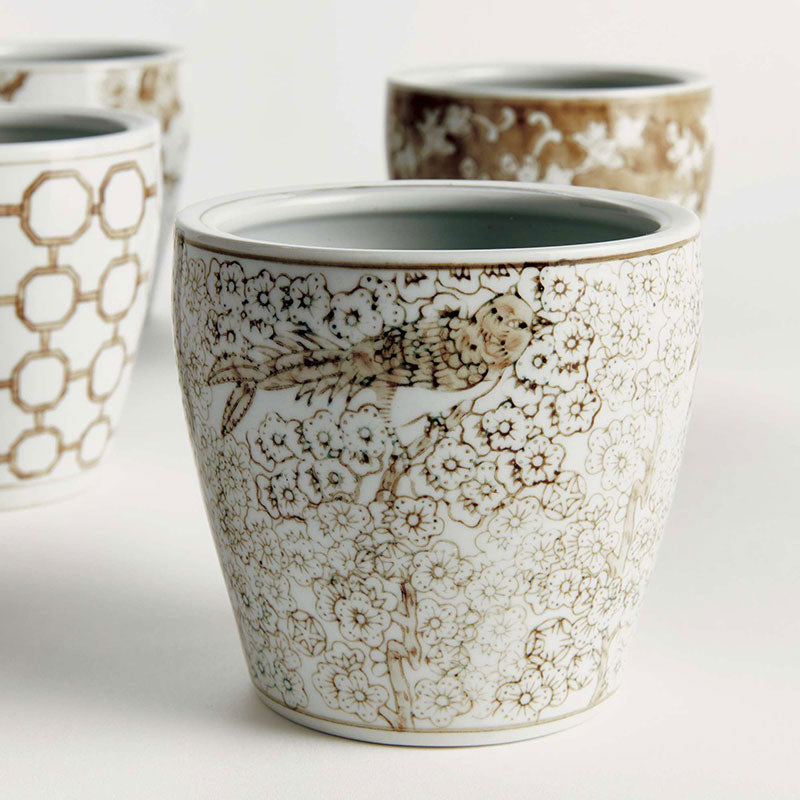 Handpainted Chinoiserie Mini Cachepots, Set of 4