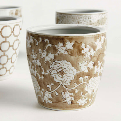 Handpainted Chinoiserie Mini Cachepots, Set of 4