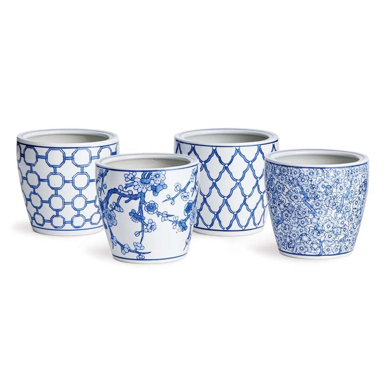 Handpainted Chinoiserie Mini Cachepots, Set of 4