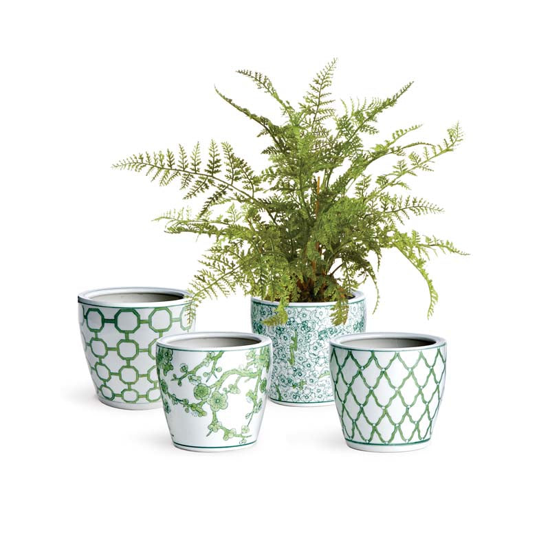Handpainted Chinoiserie Mini Cachepots, Set of 4