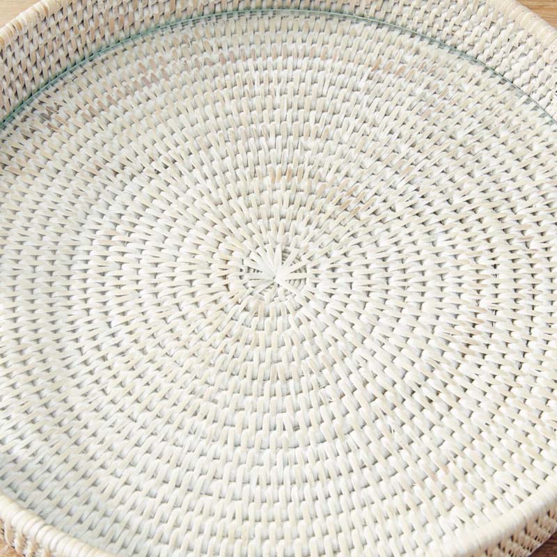 Handwoven Rattan Round Decor Tray
