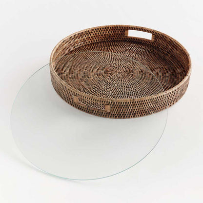 Handwoven Rattan Round Decor Tray