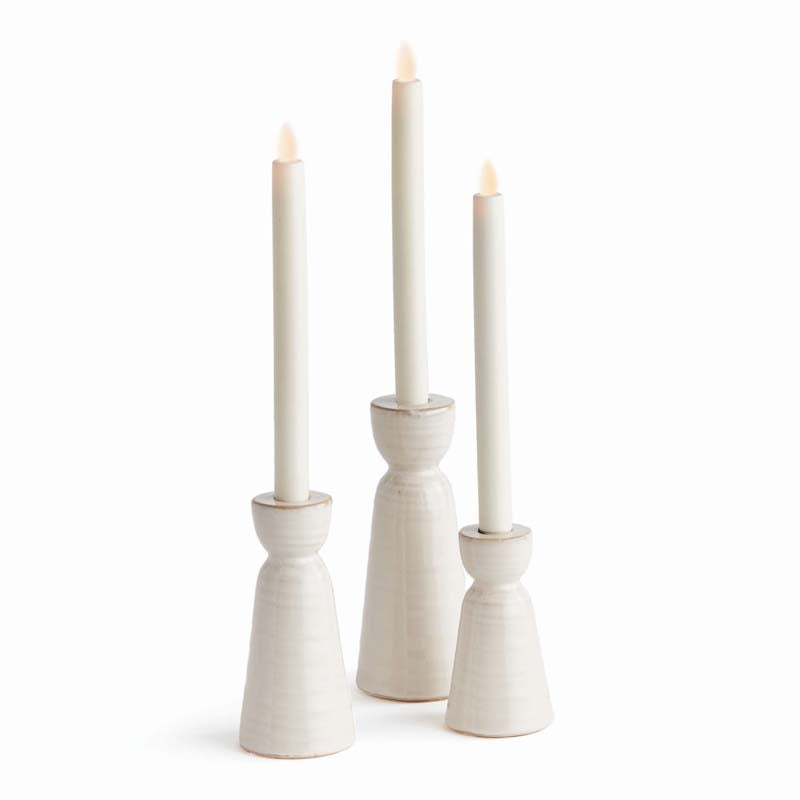 Polished Stoneware Taper Candlestick Holder, Set of 3