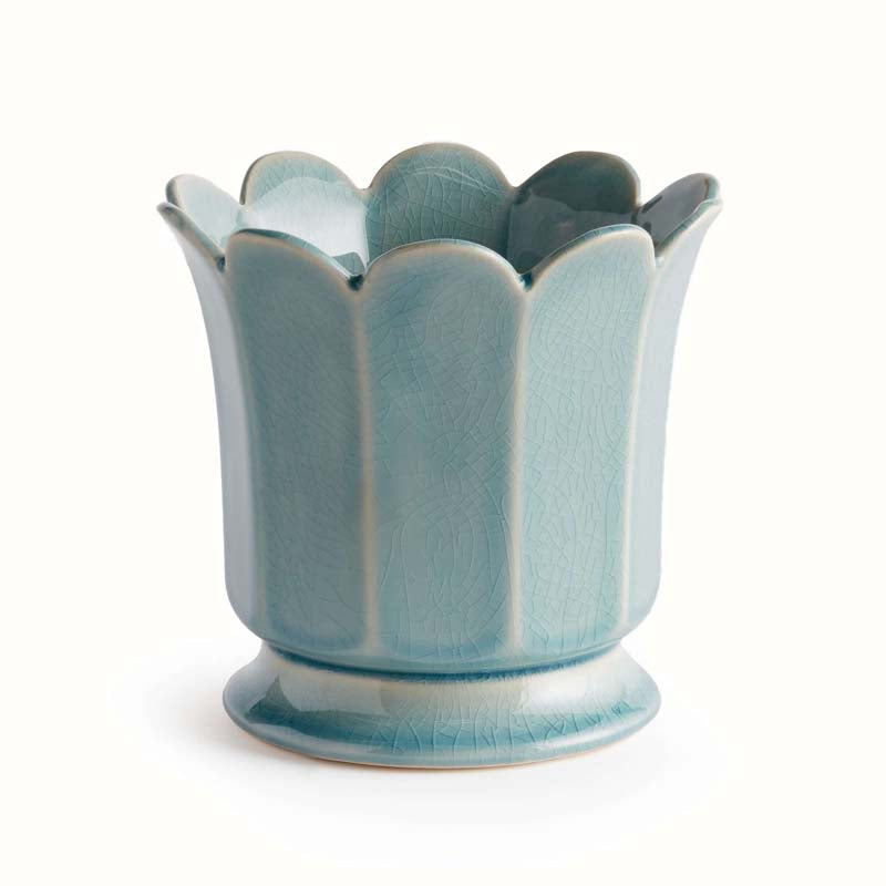 Ceramic Scalloped Footed Cachepot